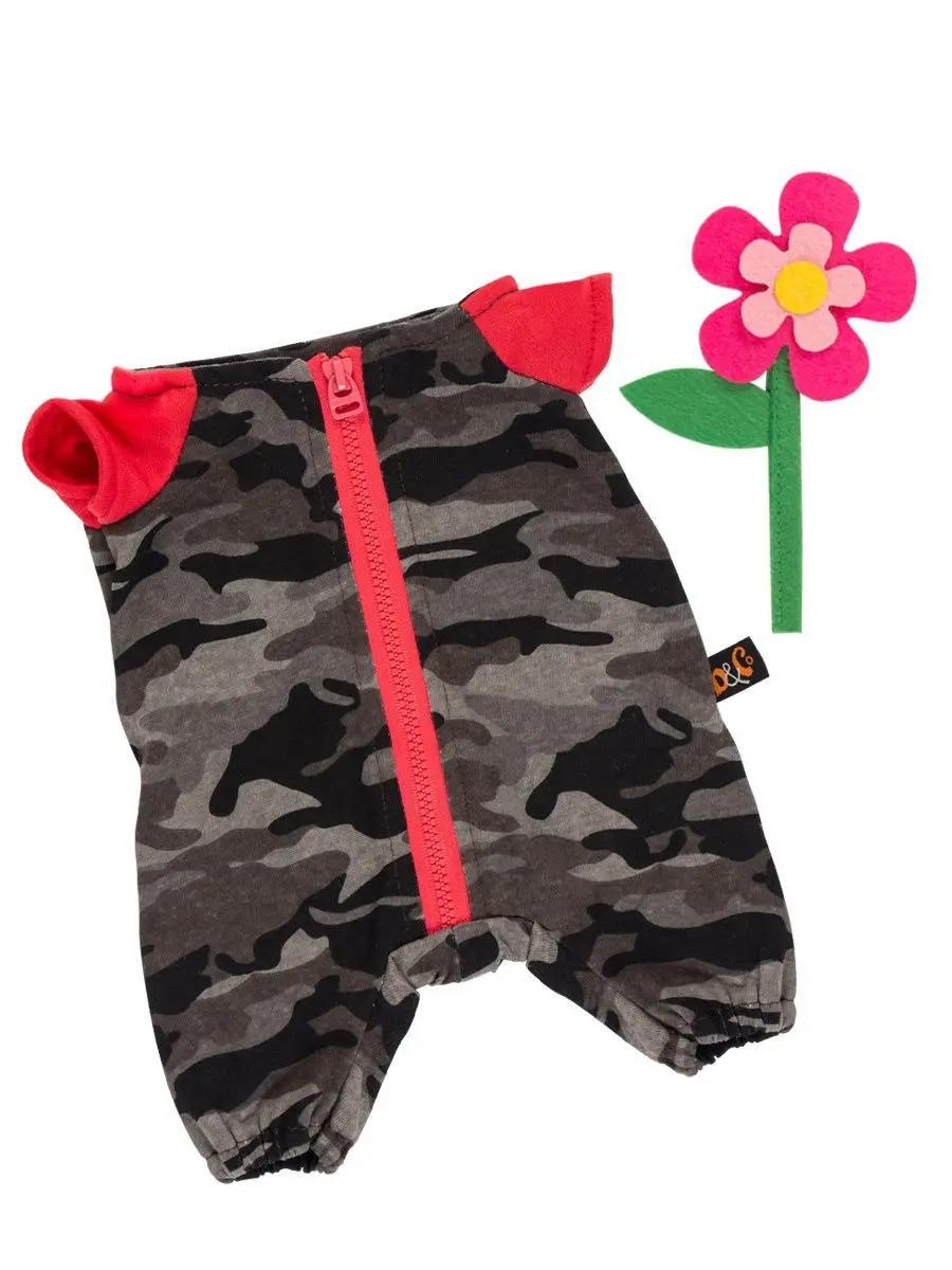 БУДИ БАСА / Одежда для Басика 22-25см. Комбинезон на молнии серый к ярко-розовому