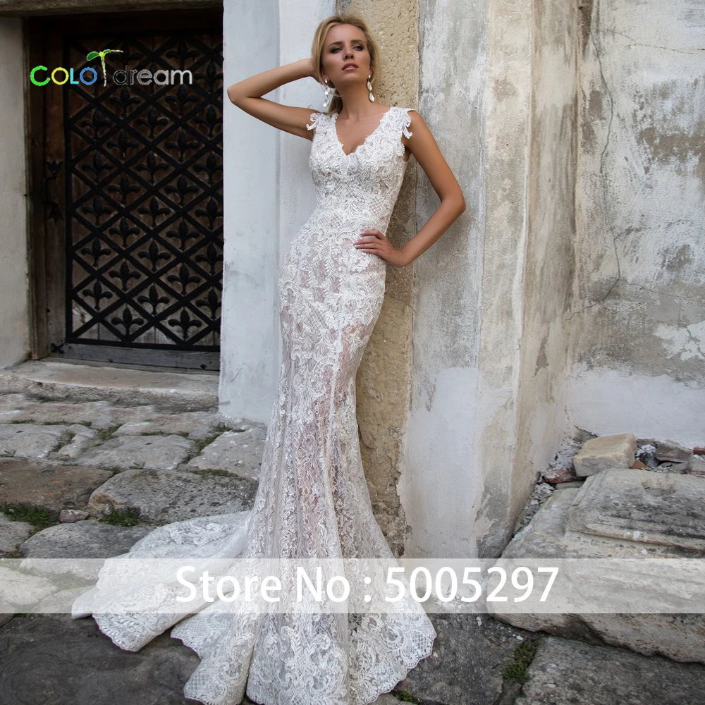 2019 свадебное платье-Русалка/Труба vestido de novia Съемный Поезд v-образным вырезом |