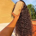 Королевский волос бразильский воды вьющиеся 13x4 Синтетические волосы на кружеве парики из натуральных волос на кружевной 10  30 дюймов глубокая волна с фронтальной парик для черных Для женщин