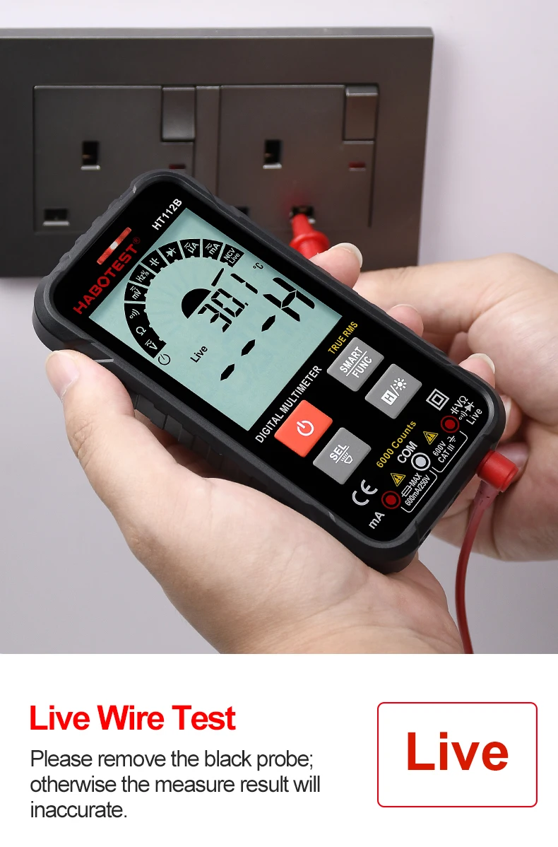 Digital Multimeter Professional Smart Multimeter AC DC Voltage Current TRMS Capacitance HZ REL OHM MultiTester DMM Meter personalised tape measure