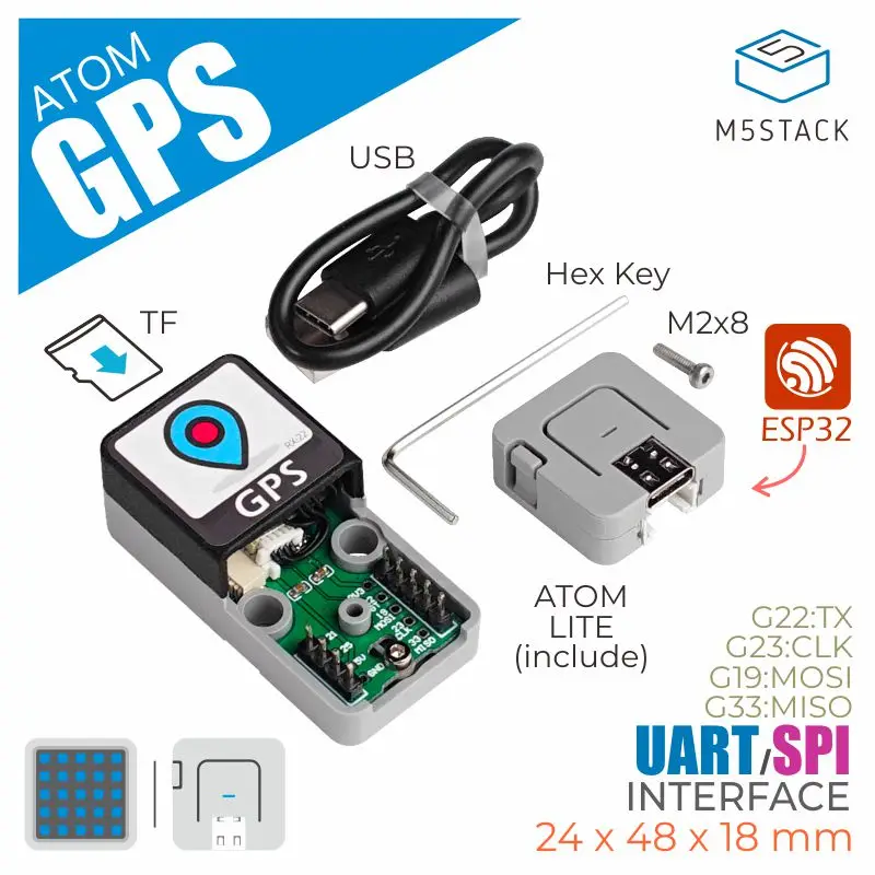 M5Stack Official ATOM GPS Kit (M8030 KT) высокая точность мини размер трекер корабль