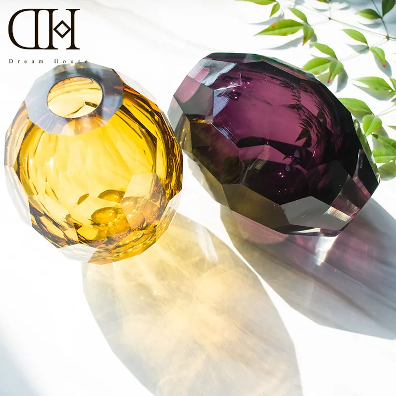 

Modern Luxury Stone Flower Glass Vase Bottle Creative Home Living Room Wedding Decoration Accessories