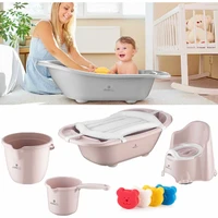 luxury 6 pieces baby bath set with drain and bathtub set baby newborn shower potty bath tub baby products bath seat shower