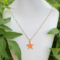 brass star shape enamel pendant plating gold dripping fashion mini box chain necklace delicate jewelry gifts