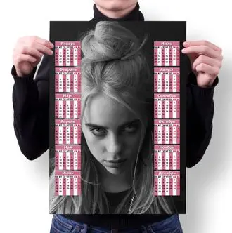 Календарь настенный Билли Айлиш Billie Eilish №10 А2 | Канцтовары для офиса и дома