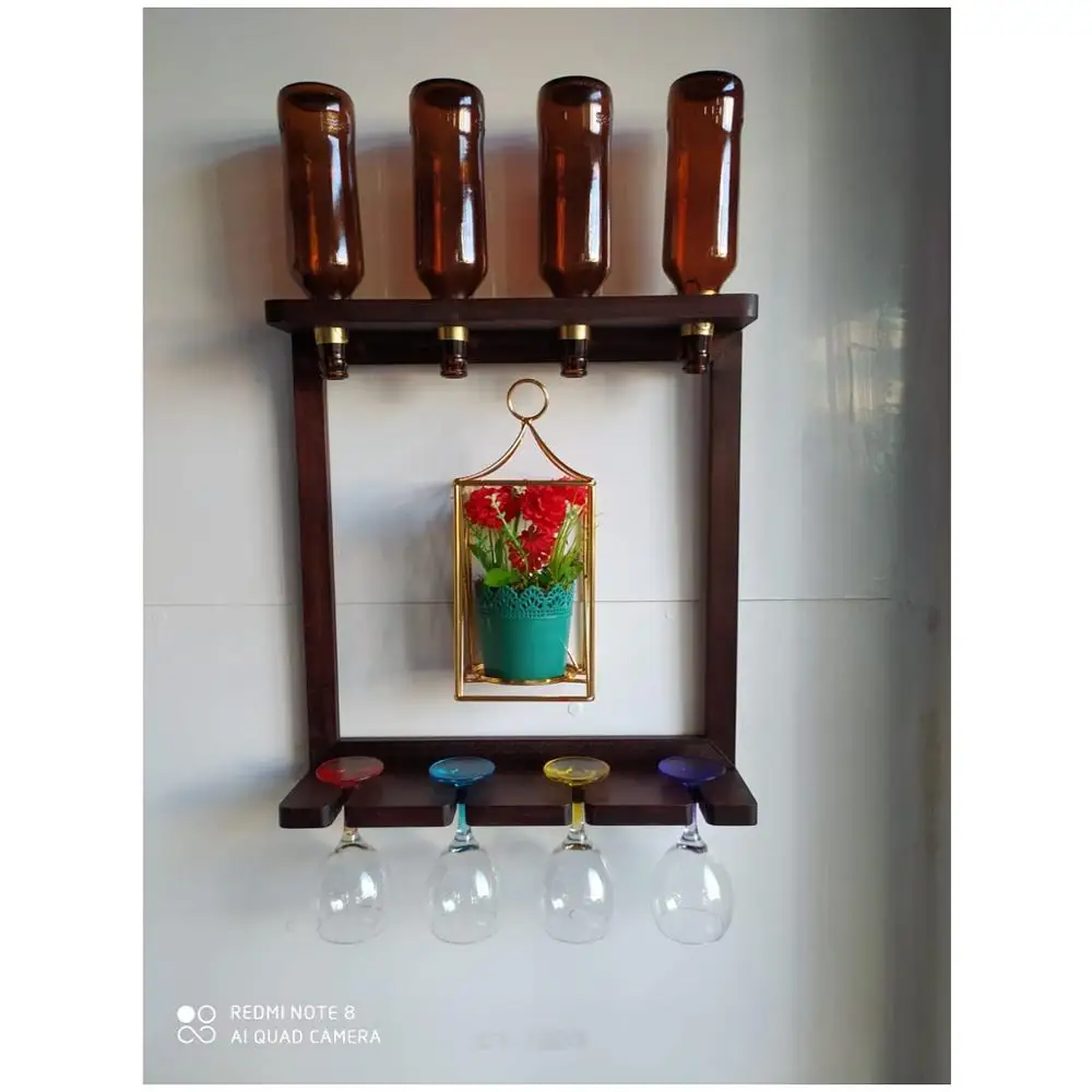 

Gold Metal candle holder candlestick Wall art pictures wall mounted wine whiskey beer bottle rack holder artificial rose flowers