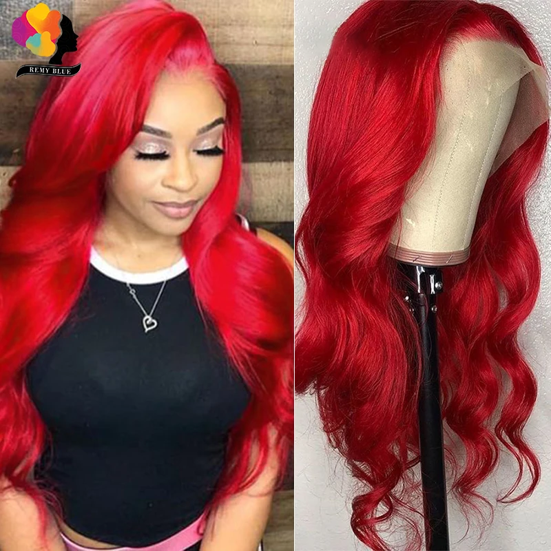 

Remyblue парик с волнистыми волосами 13*4, красный, бордовый, плотность 150, парик из человеческих волос на сетке спереди для женщин, цветные перуан...