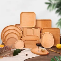 roundrectangular wooden tray for storage fruit and vegetable bread milk coffee steak family gathering birthday party reusable