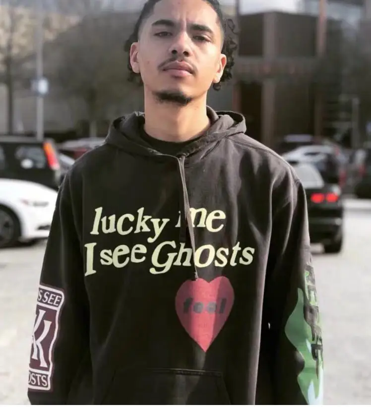 Худи и свитшоты kanye с граффити для мужчин женщин надписью LUCKY ME SEE Ghost GRIS худи Kanye West