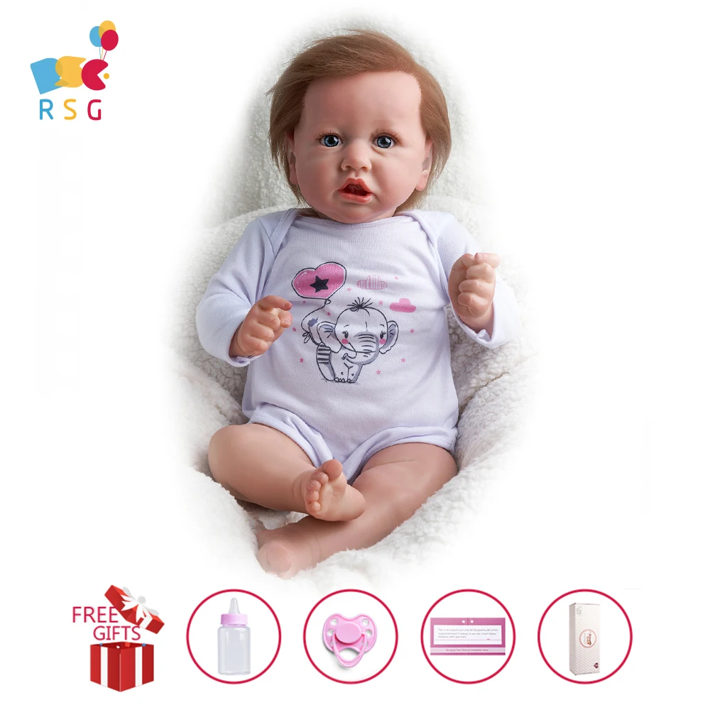 RSG Reborn Baby Doll 22 дюйма Реалистичная кукла для новорожденных милая виниловая Кукла
