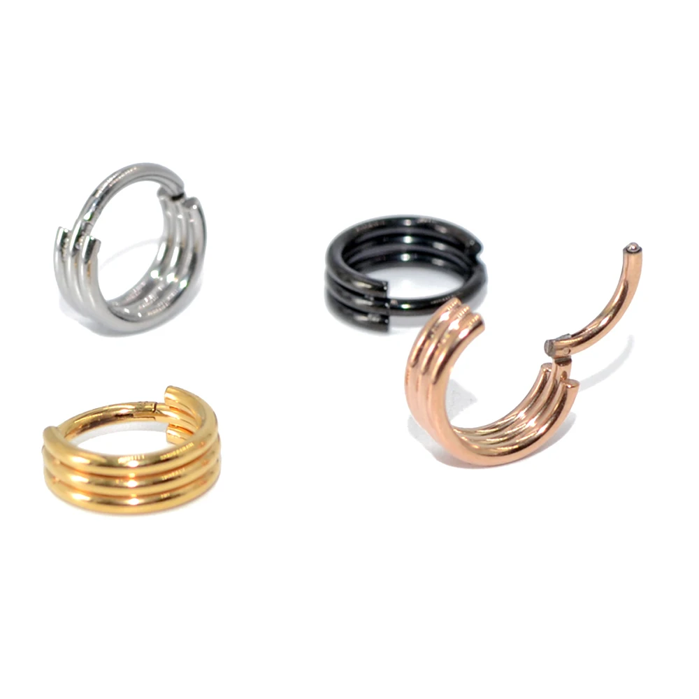 40 шт. стальной сегмент Ohr Knorpel Schmuck трио слой пирсинг для носовой перегородки Кольца для носа кольцо Лабрет ушной хрящ Daith серьги-улитки