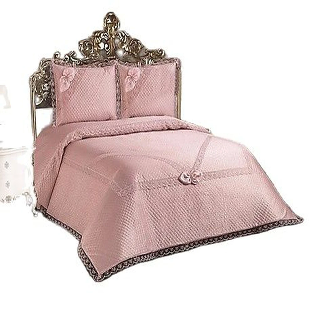 

Powder French Filet Lace Double Bed Cover