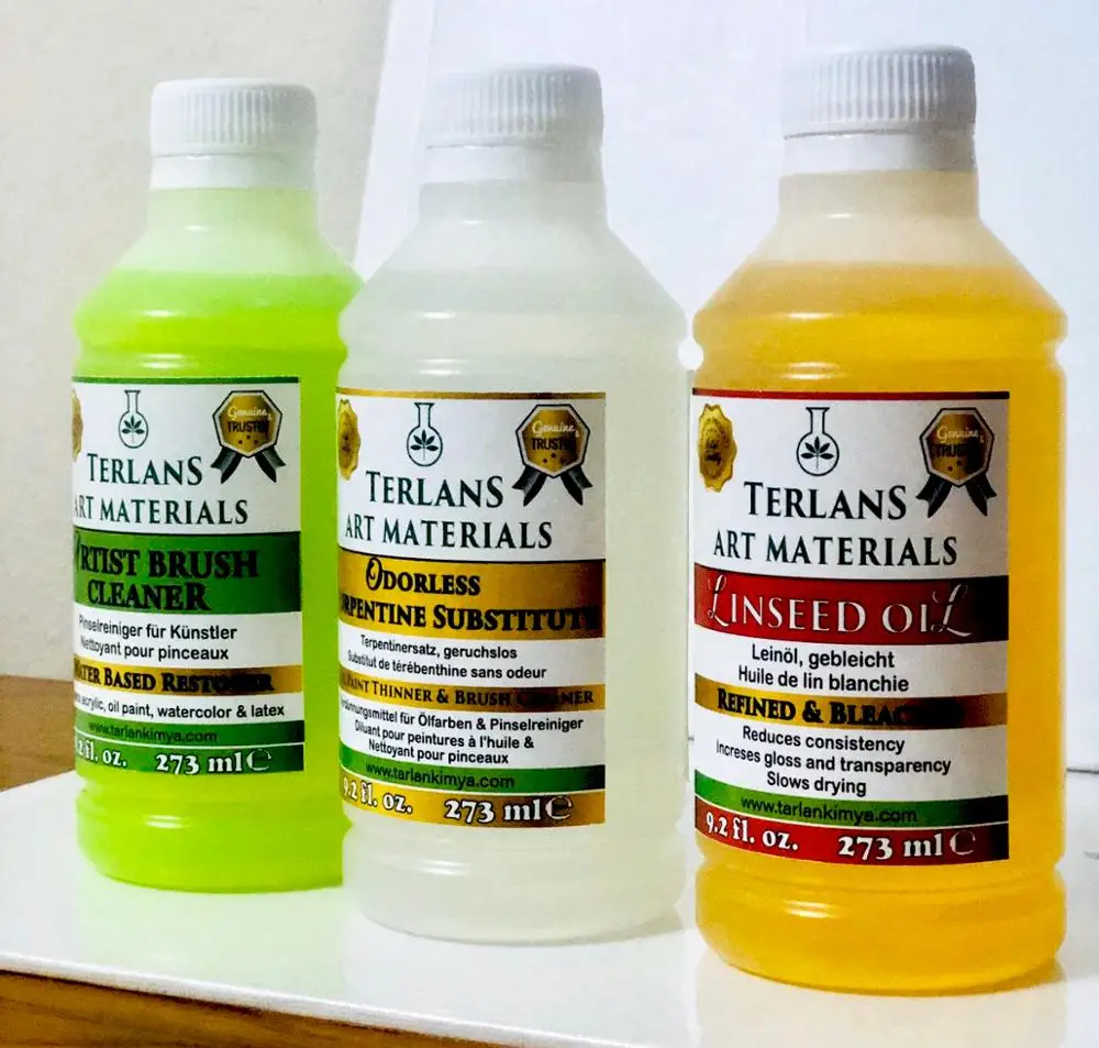 Terlans масляная краска 3x273 ml чистящее средство для красок художника mатериалы