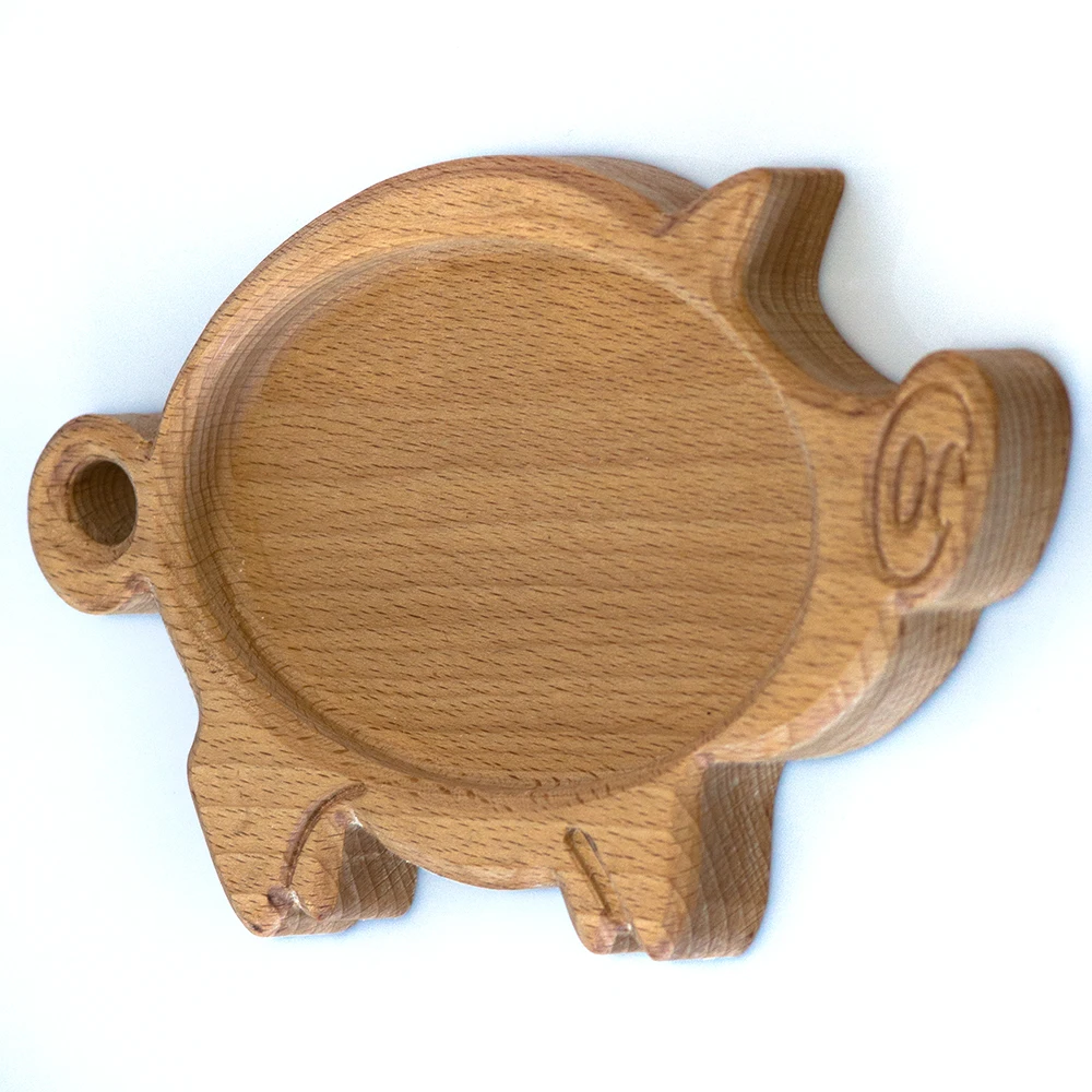 Wooden plate for feeding children pig. Menazhnitsa of beech wood | Мать и ребенок