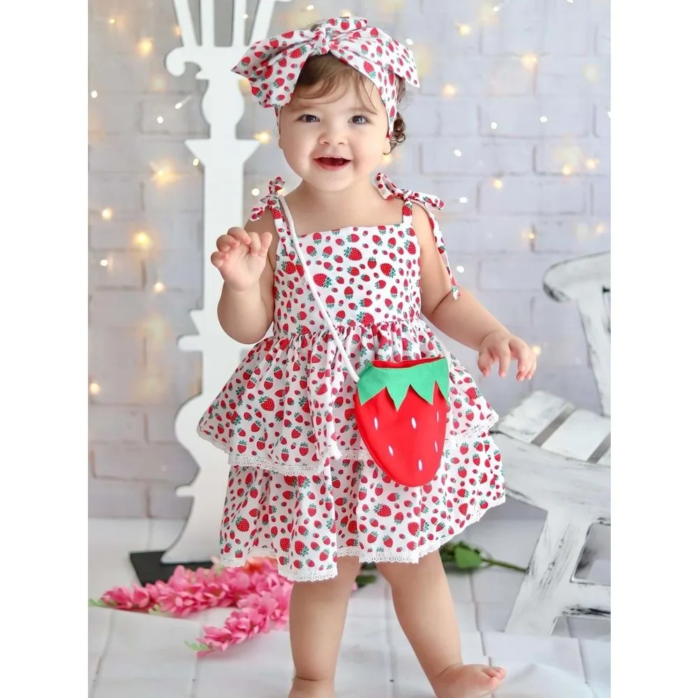

Strawberry Dress With Bag