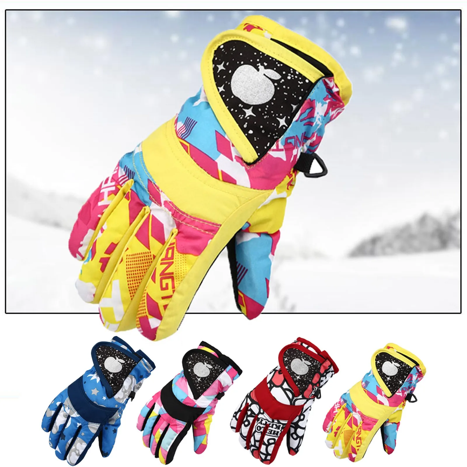 

2021 New Fashion Children Kids Winter Snow Warm Gloves Boys Girls Ski Windproof Waterproof Thicken Mittens Keep Finger Warm