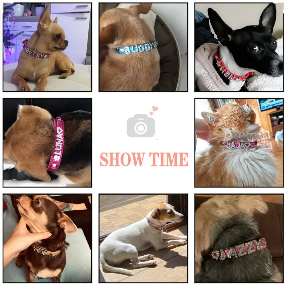 Персонализированные ошейники для собак и кошек кожаные щенков стразы