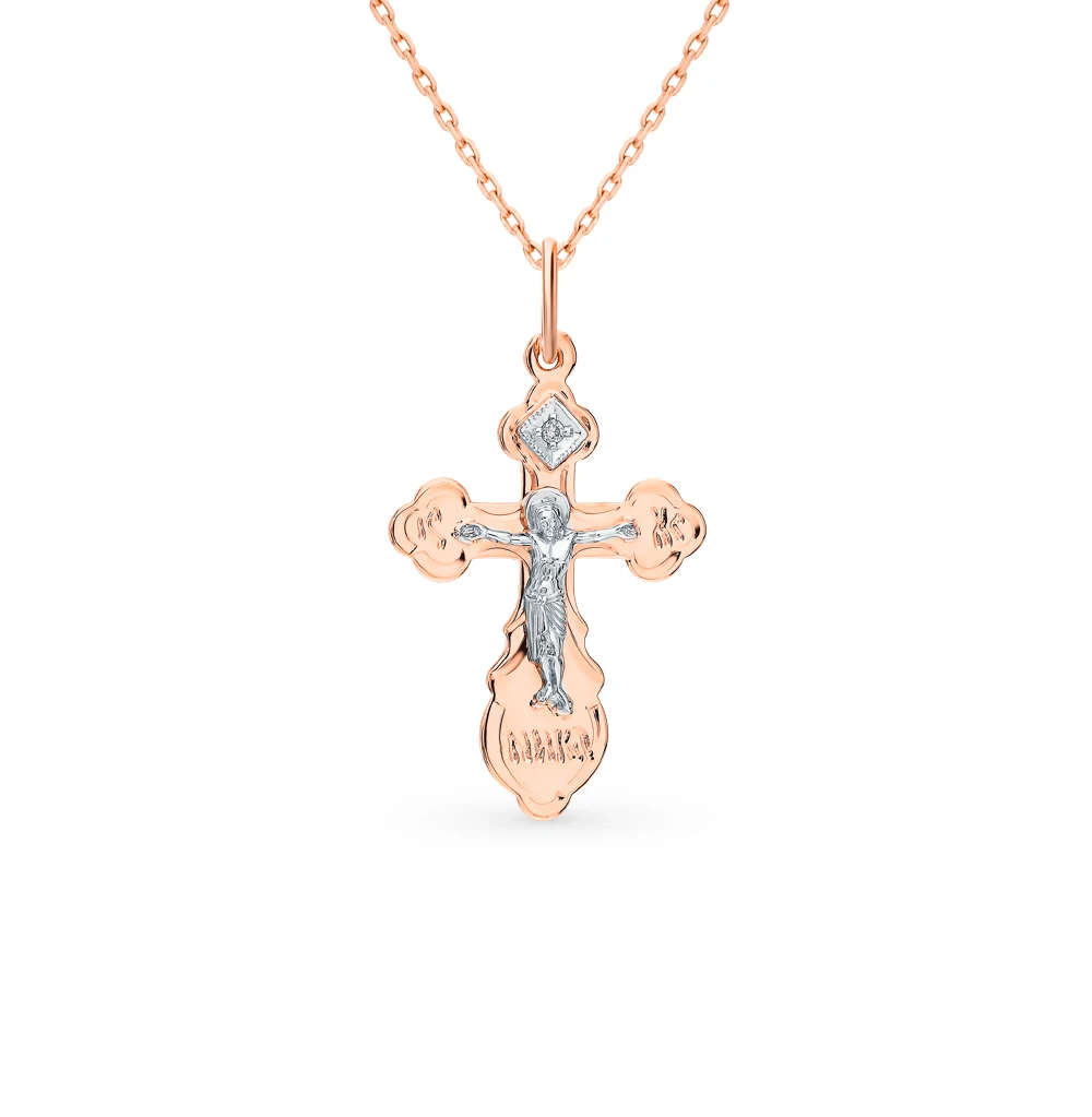 Серебряная подвеска с бриллиантами SUNLIGHT проба 585|Подвески| |