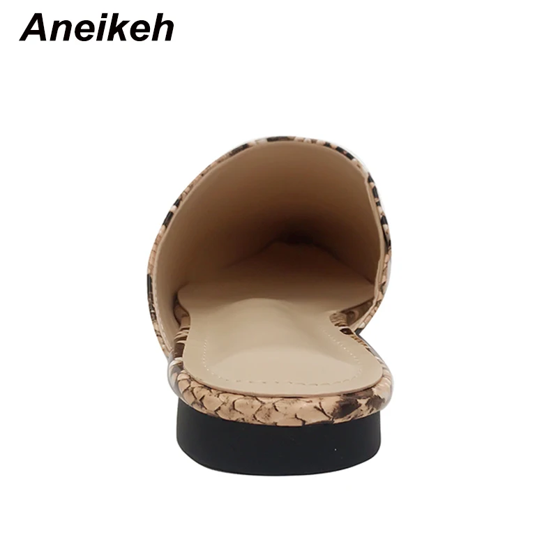 Aneikeh/летние туфли без каблуков; женские босоножки; шлепанцы с леопардовым принтом; слипоны с острым носком; женские сабо; женские сланцы для улицы