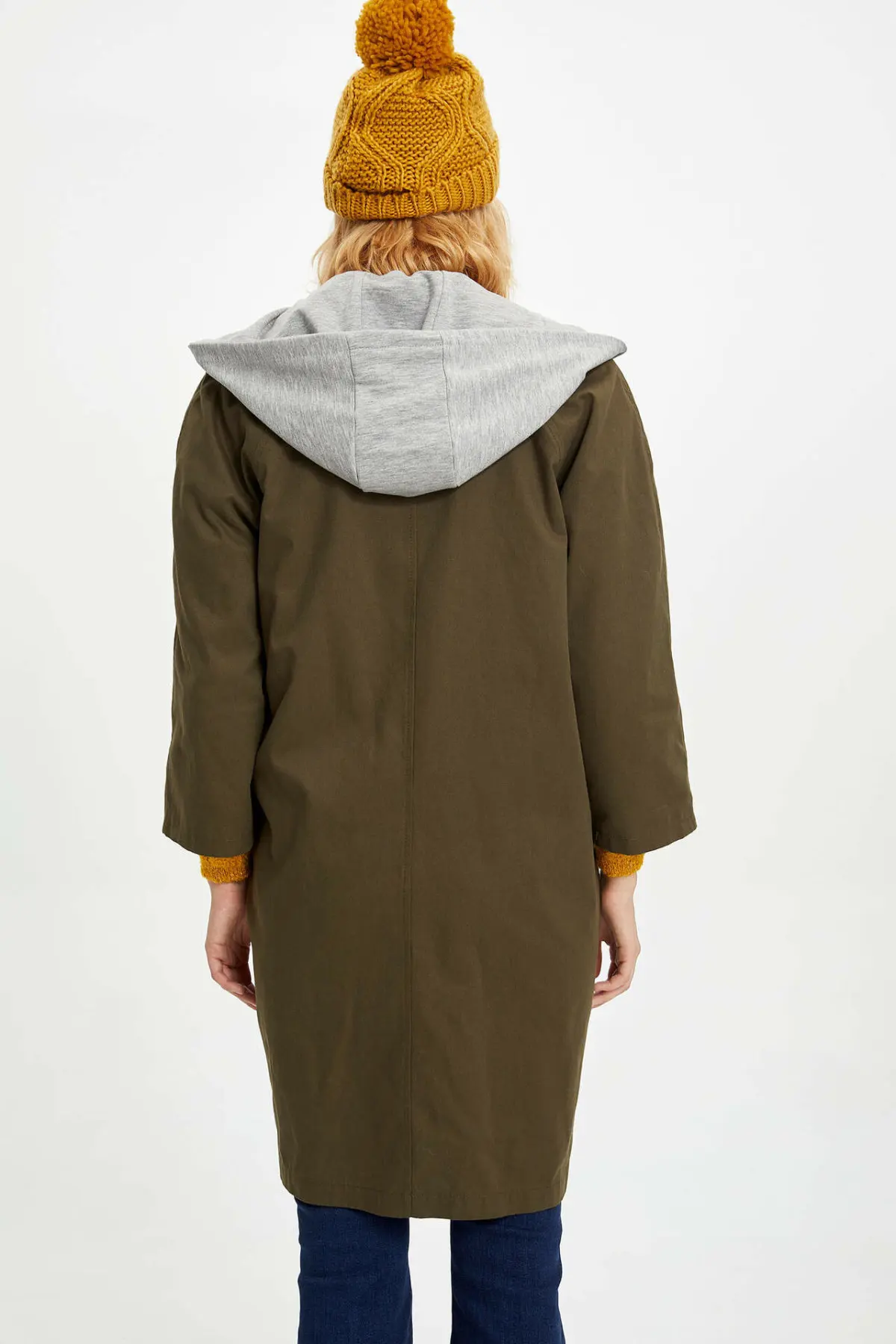 Дефакто Женская Повседневная парка с капюшоном светильник куртки на пуговицах