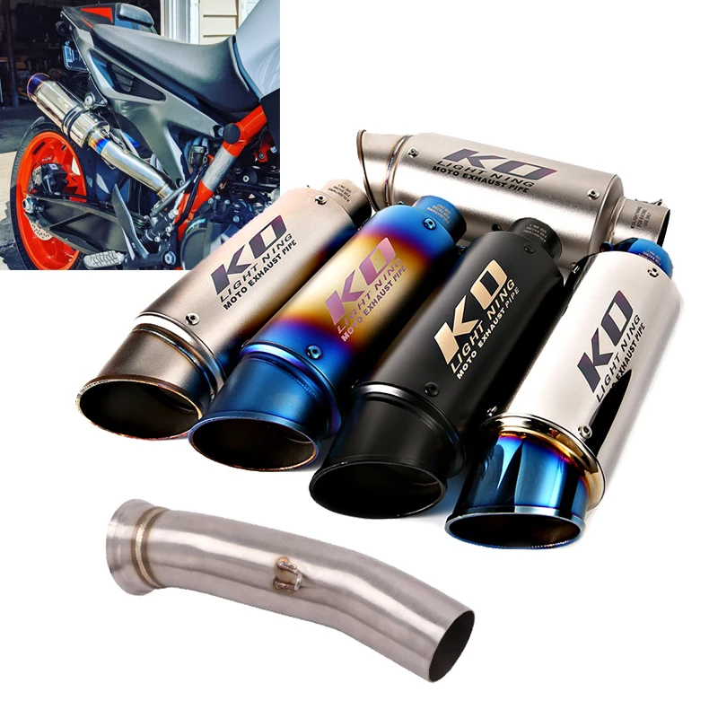 

Modified Exhaust System Mid Link Pipe Connecting Tube Tail Muffler With Baffles DB Killer Slip On Motorcycle For Duke 790