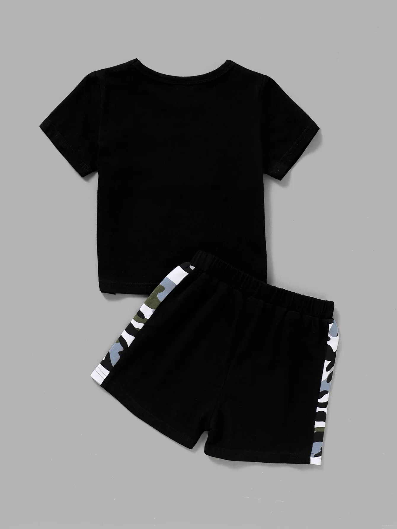 

Toddler Boy Summer Clothes Black Camouflage Short Sleeve T-shirt And Shorts Pants Free Shipping Baby Boy Outfits Set