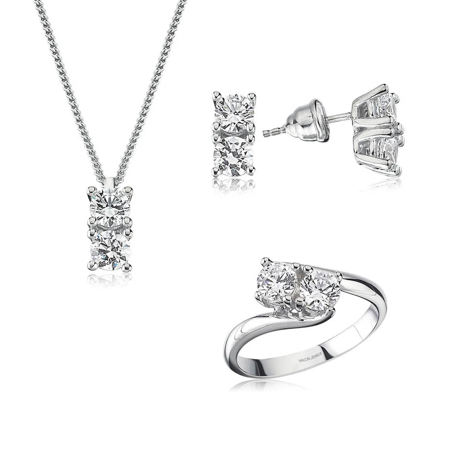 

Драгоценный камень бижутерия Valori Jewels 4,8 карат, циркониевый круглый камень с родиевым покрытием, набор для солитеров