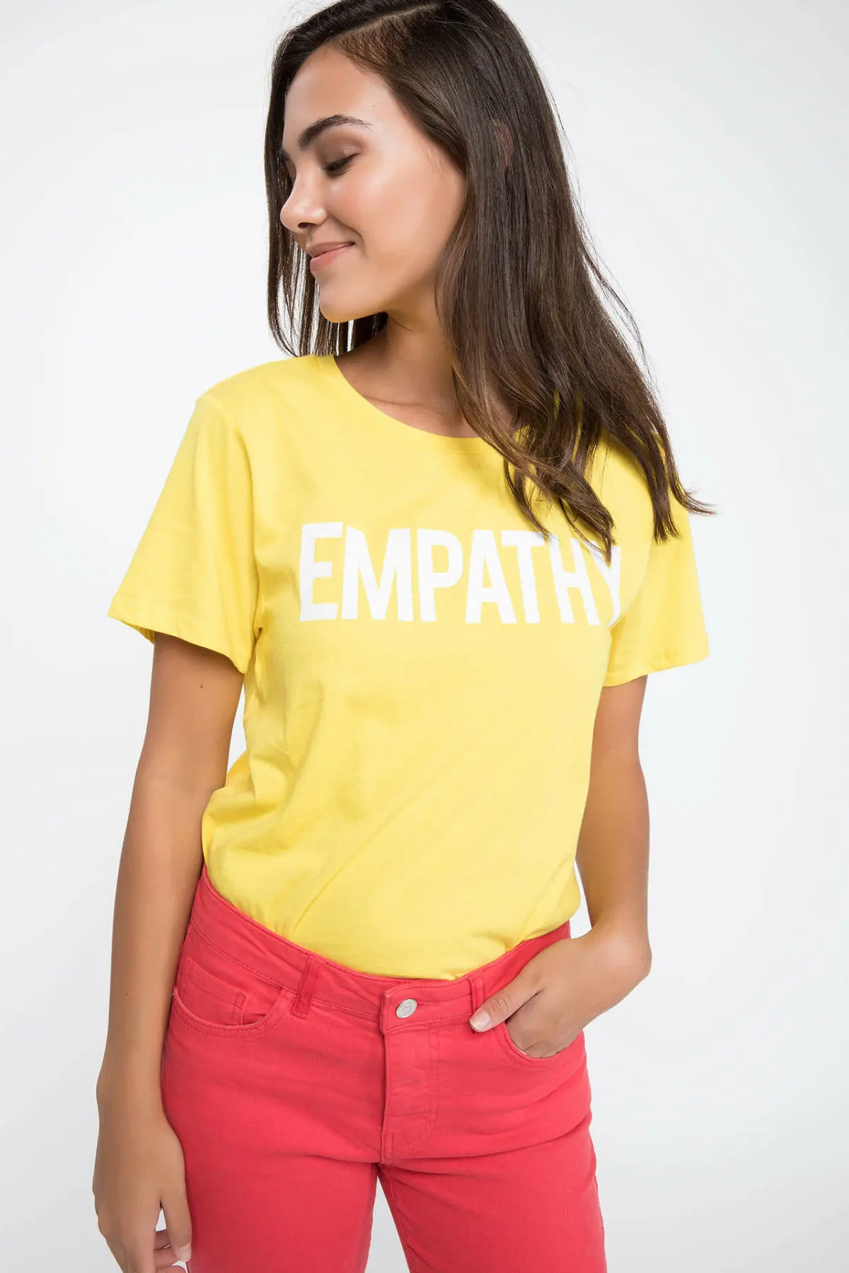 DeFacto женские модные топы Женские повседневные свободные рубашки с круглым