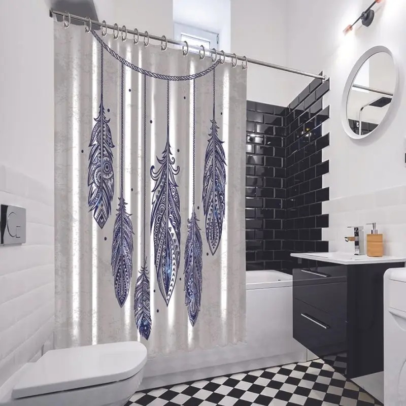 Занавеска для душа Ловец снов этнические Висячие перья Древняя культура