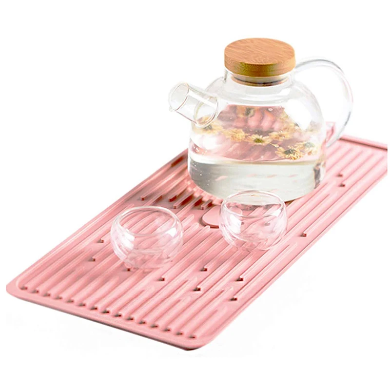 Силиконовый коврик для сушки посуды, легко моющийся, экологичный, термостойкий силикон для кухонной столешницы, раковины, холодильника или ящика.