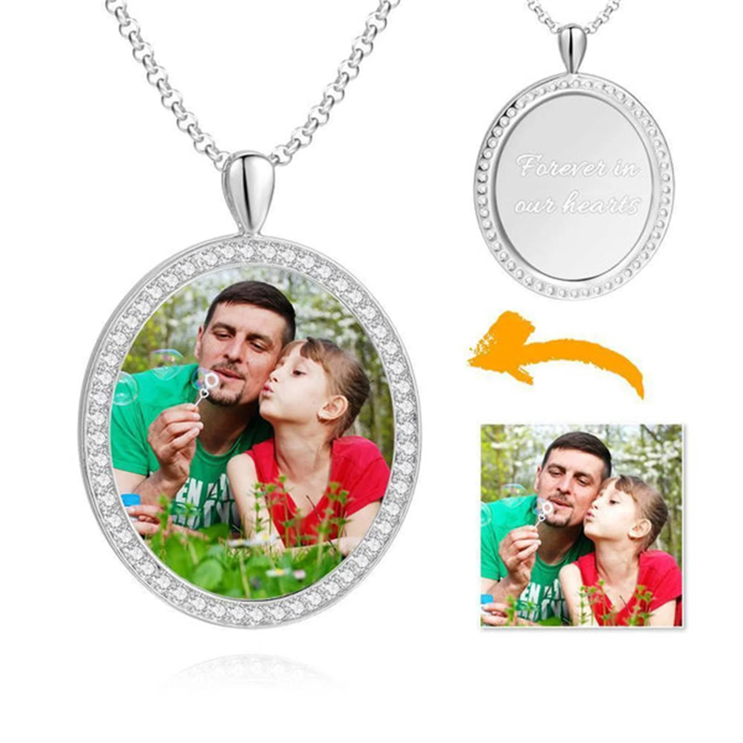 

Персонализированное золотое ожерелье с фото в памяти с Цирконом ожерелье с подвеской ожерелье с фото Подвеска подарок для мамы
