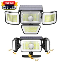 278 led 10000lm solar motion sensor lights outdoor 4 adjustable heads solar flood lights ip67 waterproof wall lights for garden