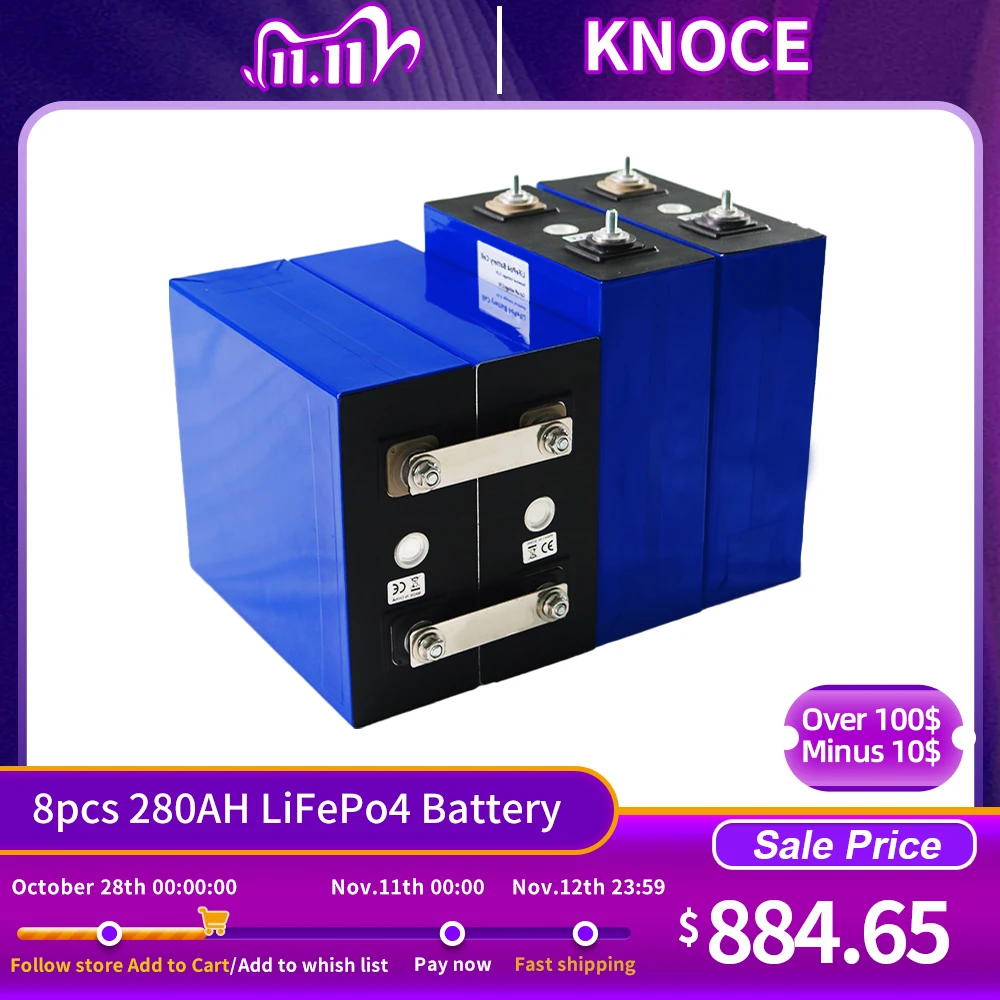 

8 шт., литий-железо-фосфатные аккумуляторы 3,2 В Ач