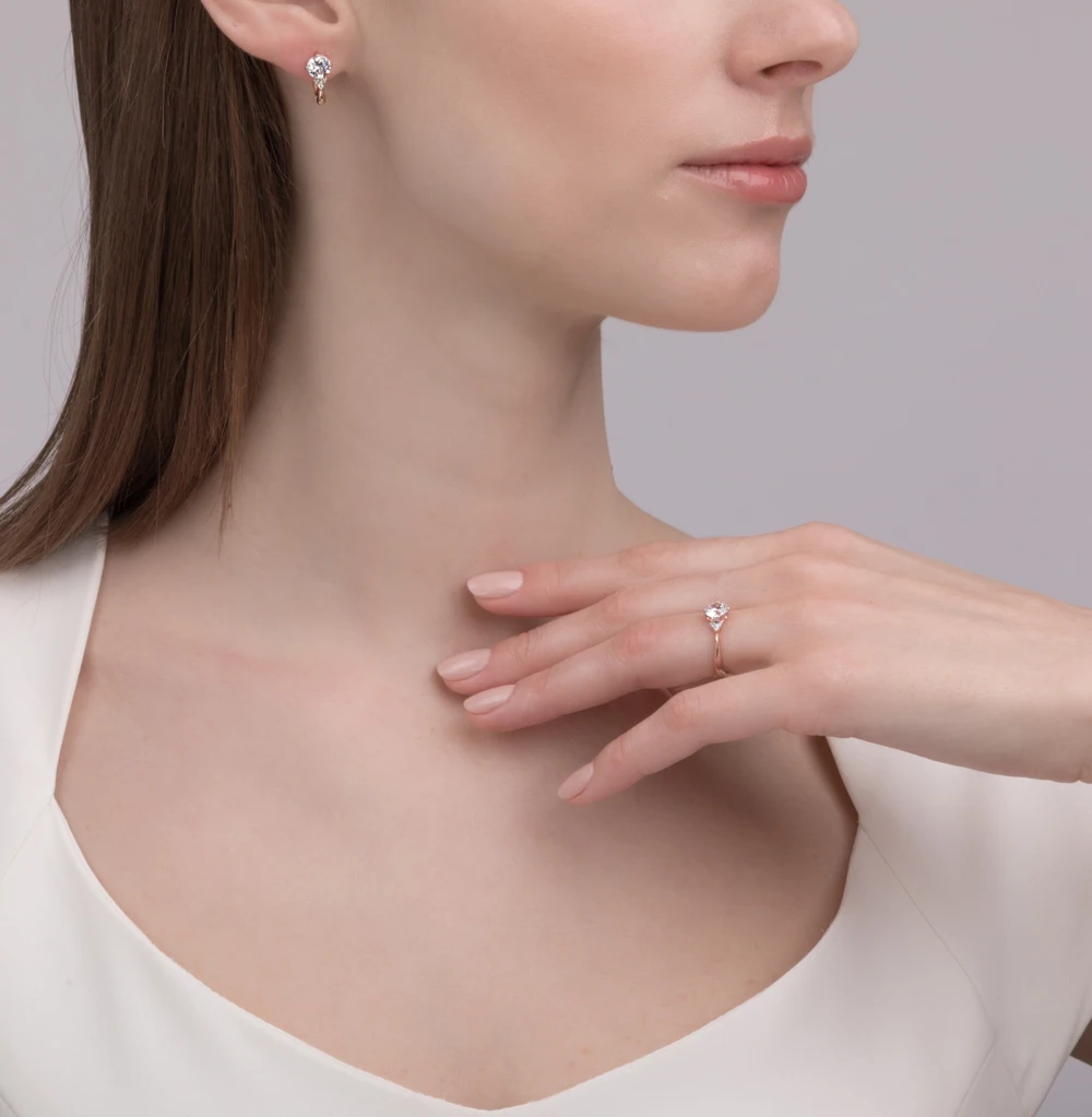 Серебряные серьги с фианитами SUNLIGHT проба 925|Серьги-клипсы| |