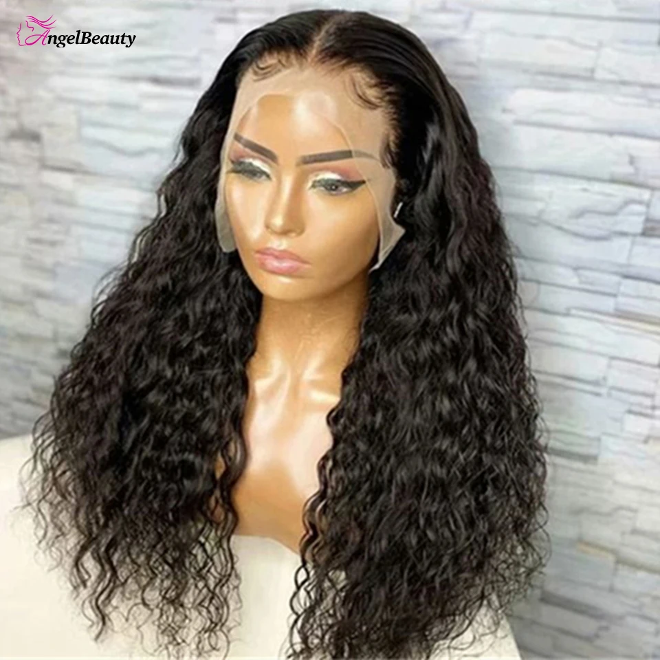 250Density Water Deep Wave Lace Frontal Wig Brazilian HD Transparent Lace Front Human Hair Wigs For Black Women Remy Closure Wig