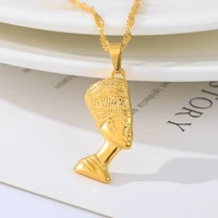egyptian queen nefertiti pendant necklaces for women men jewelry gold color wholesale jewellery african gift drop ship necklace