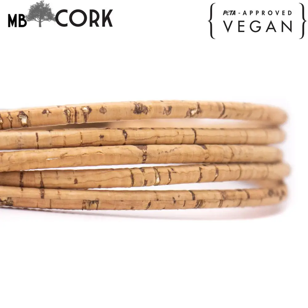 Натуральный с золотой пробкой 5 мм круглый пробковый шнур португальский оптовая