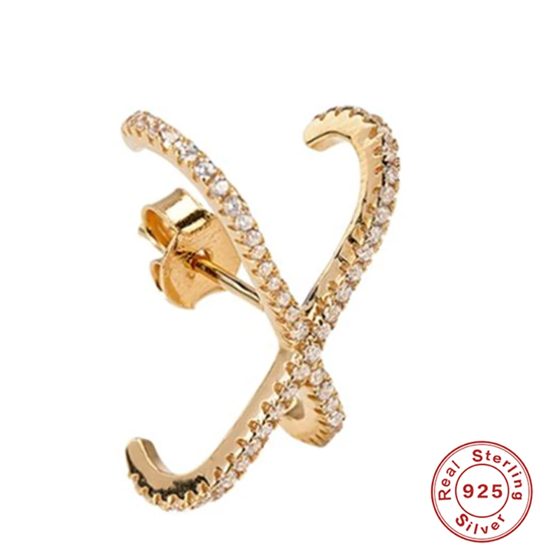 Минималистичные серьги гвоздики из стерлингового серебра 100% пробы с цирконом