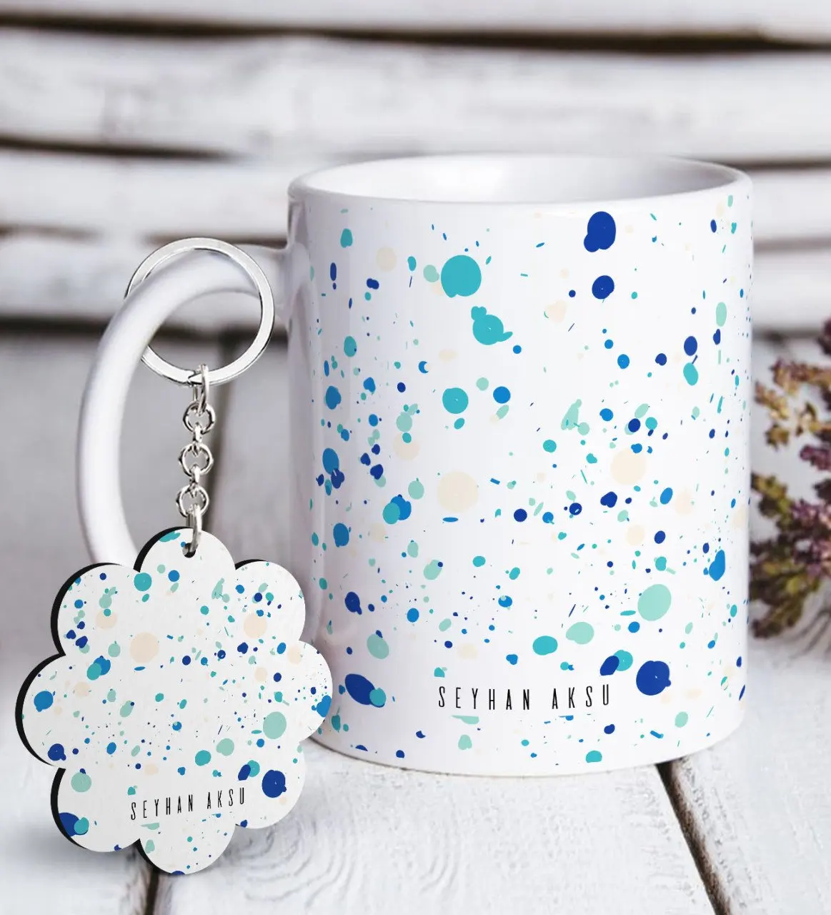 

Personalized Is White Mug and Keychain Gift Seti-21