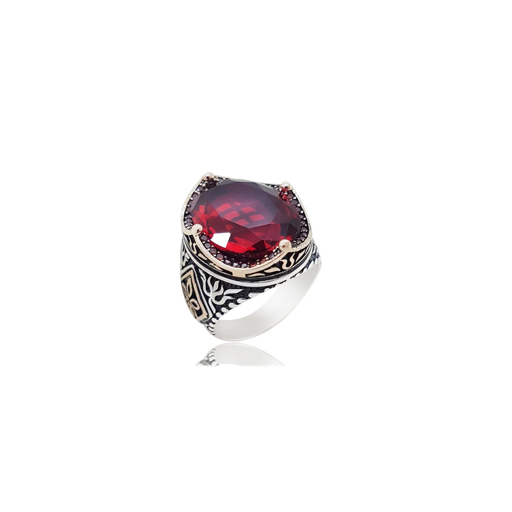 

925 Silver Men's Ring Vıntage Male Colorful Gift New Bohemian Original Show Trendy for Men Turkish Jewelry Accessories Wholesale