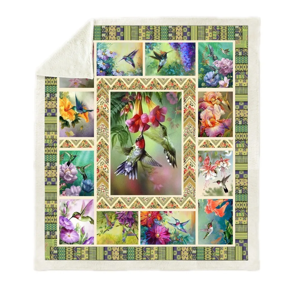 Плюшевое покрывало с изображением птиц совы воробей шерпа флисовое домашнее