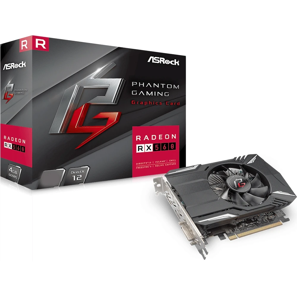 Видеокарта ASRock Phantom AMD Radeon RX 560 1323MHz 2048MB 6024MHz 128 bit RTL [PHANTOM G R RX560 2G]|Видеокарты| |