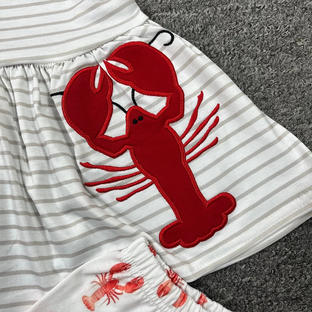 Летняя одежда для девочек серый топ в полоску без рукавов и шорты с рисунком