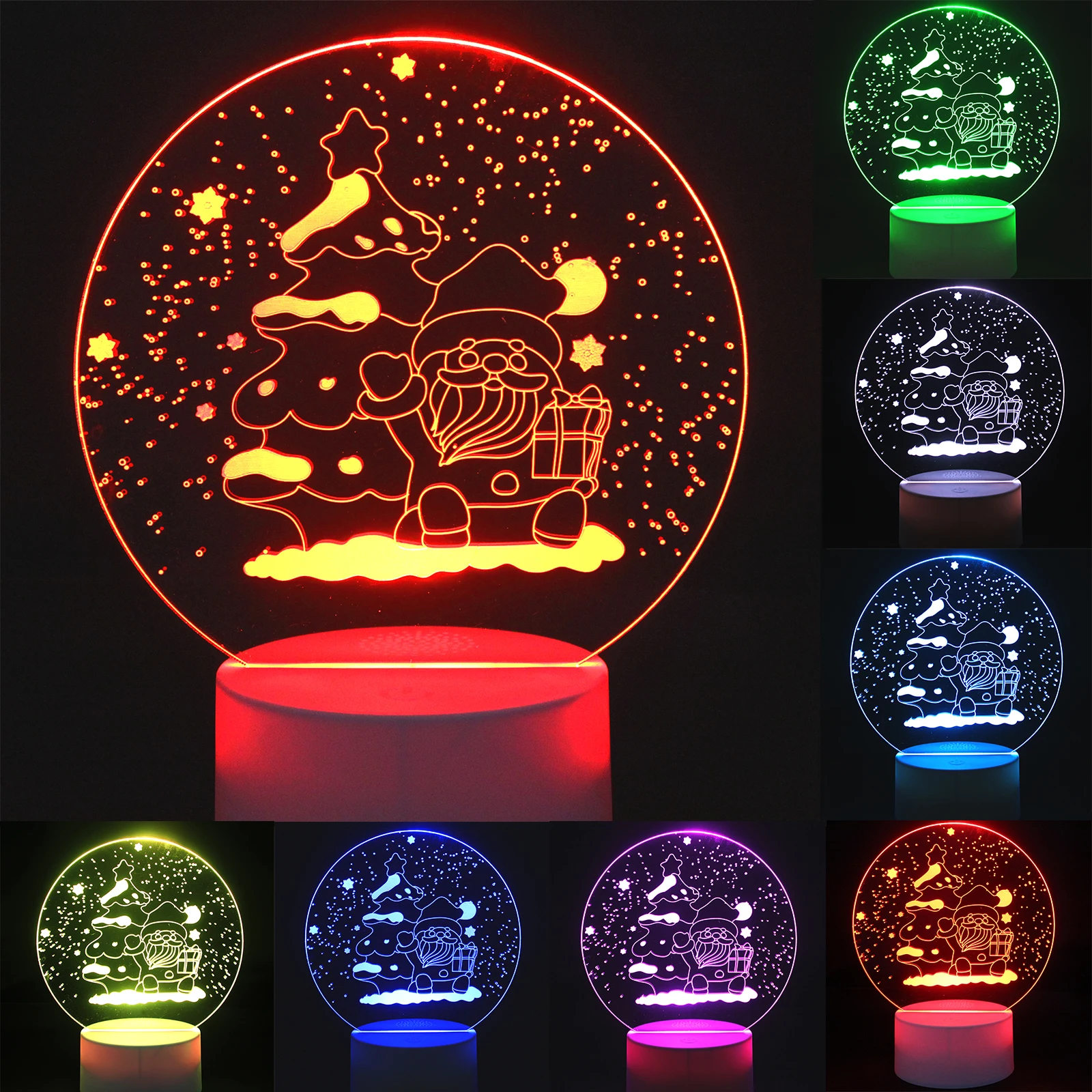 

3D LED Illusion Lamp Night Light, Christmas Santa Claus Gift 16 Color Change with Remote/USB Charge for Birthday Valentine's Day