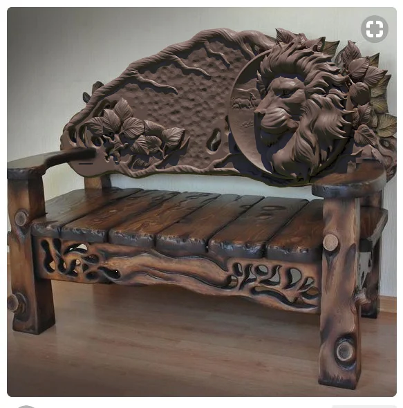 Bench with carved back LION cnc stl model vector files artcam 3d STL for CNC milling machine cutting relie | Мебель