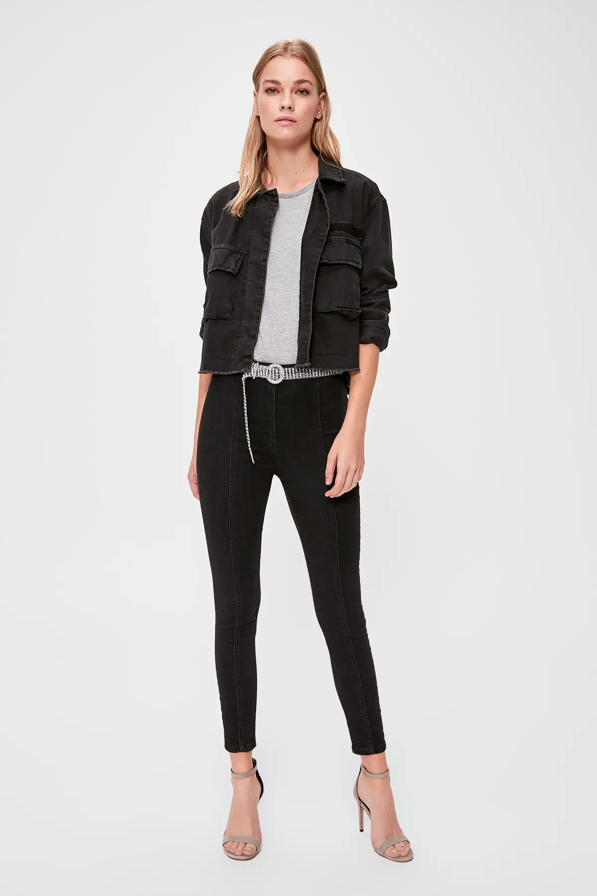 Trendyol с декоративной строчкой Высокая Талия Jegging Джинсы TWOAW20JE0121 |
