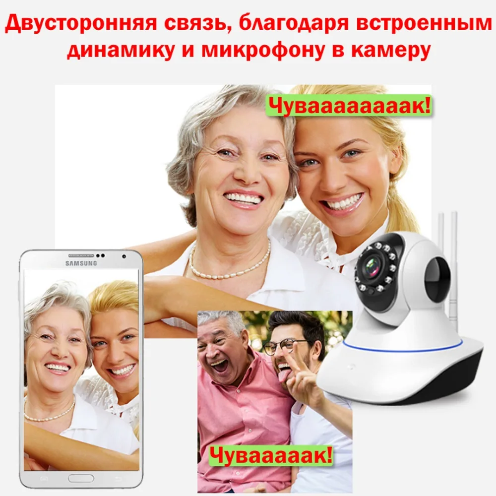 Камера сетевая Wi-Fi беспроводная PTZ поворотная IP камера няня 1 мегапиксель