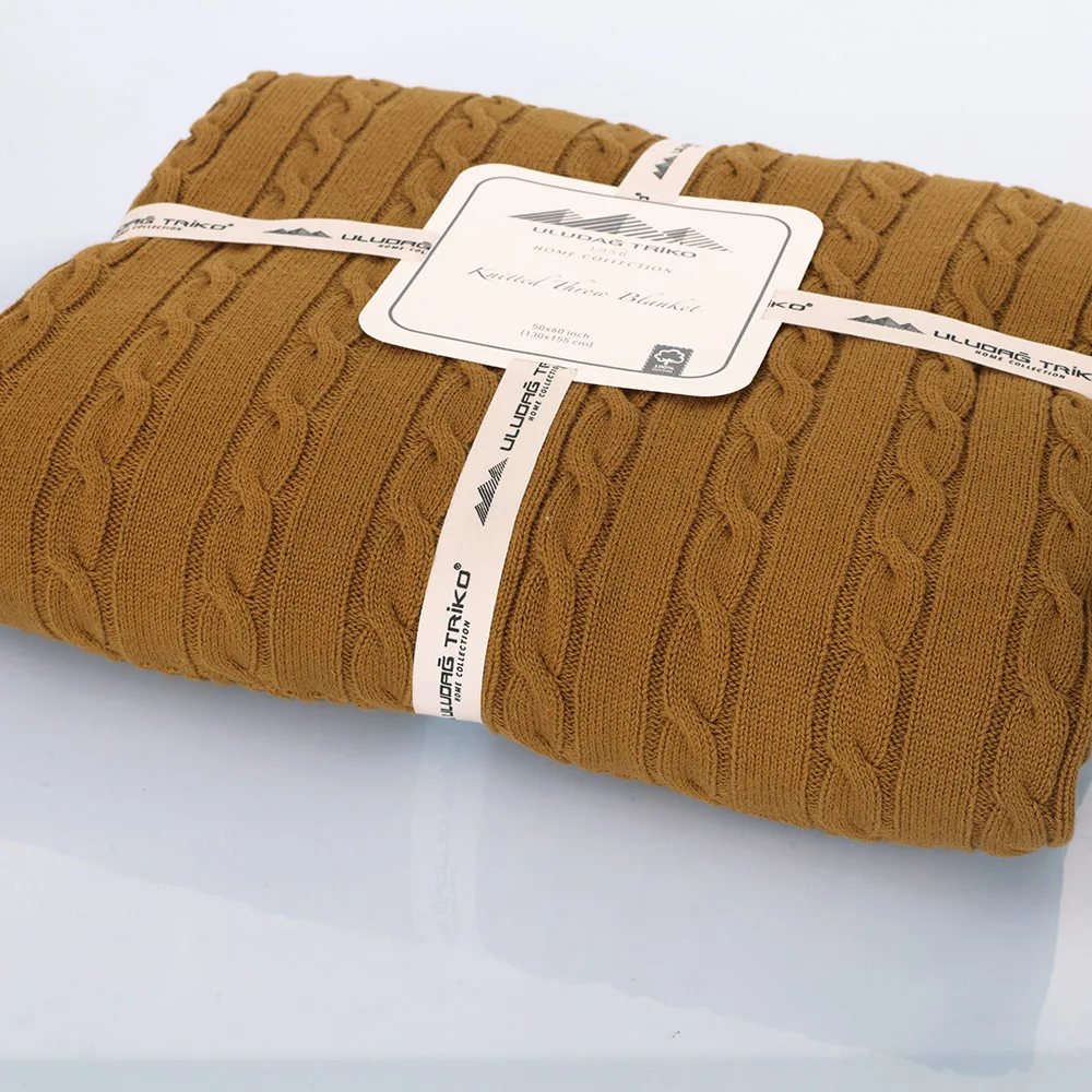 Harga Rajutan Selimut Untuk Rumah Lembut 100% Katun Bertekstur Padat Nyaman Hangat Dekoratif Sofa Tempat Tidur Kursi Penutup Ruang Tamu