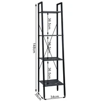 Standing Shelf Bookcase Metal Ladder Shelf 6