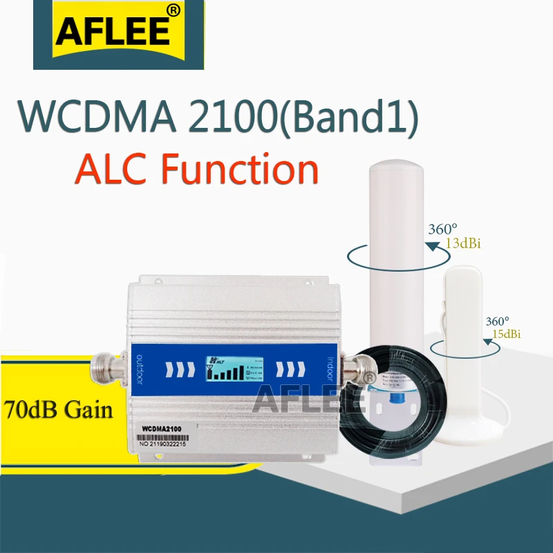 2020 New!! ALC 2100Mhz Cellular Amplifier WCDMA 3G GSM Repeater 2G 4G Data Mobile Signal Booster 70dB UMTS LTE Set | Мобильные